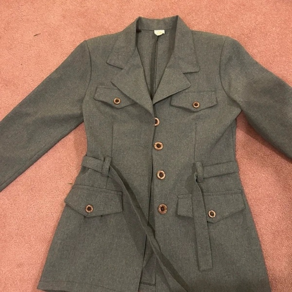Vintage Charcoal Belted Blazer